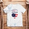 Happy 4th July T-Shirt Hert Flag Funny Logo S - 3XL