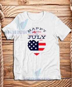 Happy 4th July T-Shirt Hert Flag Funny Logo S - 3XL