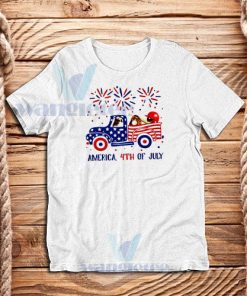 Pug Ride Truck America T-Shirt 4th of July S - 3XL