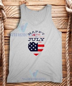 Happy 4th July Tank Top Hert Flag Funny Logo S - 2XL