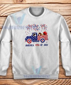 Pug Ride Truck America Sweatshirt 4th of July S - 3XL