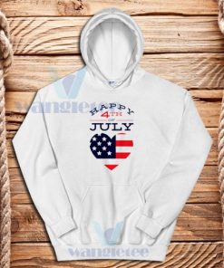 Happy 4th July Hoodie Hert Flag Funny Logo S - 3XL