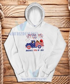 Pug Ride Truck America Hoodie 4th of July S - 3XL