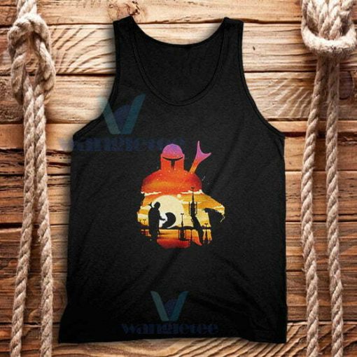 Mando Sunset The Child Tank Top Baby Yoda S-2XL