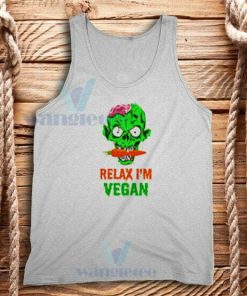 Relax I'm Vegan Zombie Tank Top Funny Halloween Size S-2XL