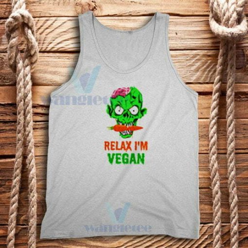 Relax I'm Vegan Zombie Tank Top Funny Halloween Size S-2XL