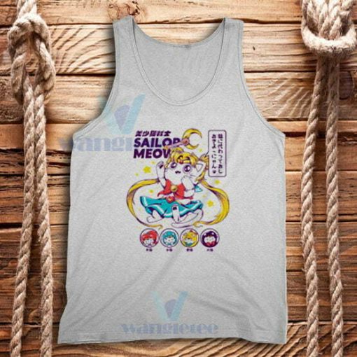 Sailor Moon Meow Tank Top Funny Sailor Cat Size S-2XL