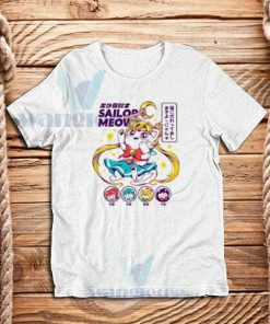 Sailor Moon Meow T-Shirt Funny Sailor Cat Size S - 3XL