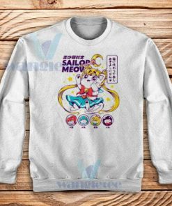 Sailor Moon Meow Sweatshirt Funny Sailor Cat S-3XL