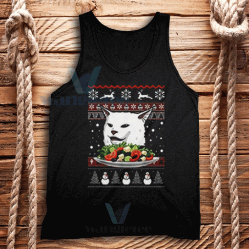 Cat In Table Christmas Tank Top Unisex Adult Size S-2XL