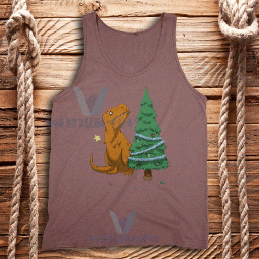 Dinosaurs Struggle Christmas Tank Top Adult Size S-2XL