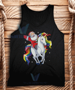 Santa Riding Unicorn Christmas Tank Top Adult Size S-2XL