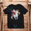 Santa Riding Unicorn Christmas T-Shirt Adult Size S - 3XL