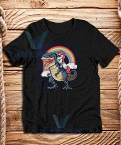 Unicorn Riding Dinosaur T-Shirt Adult Size S - 3XL