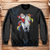 Santa Riding Unicorn Christmas Sweatshirt Adult Size S-3XL