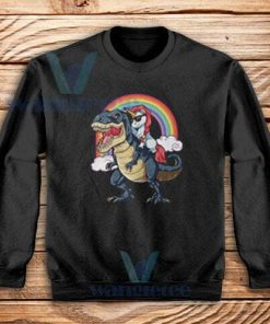 Unicorn Riding Dinosaur Sweatshirt Unisex Adult Size S-3XL