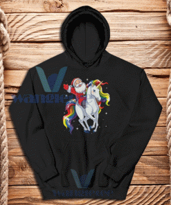 Santa Riding Unicorn Hoodie Unisex Adult Size S-3XL