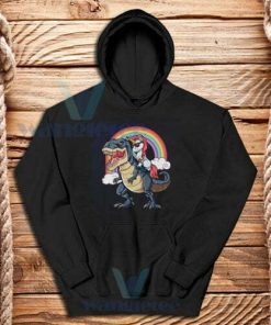 Unicorn Riding Dinosaur Hoodie Unisex Adult Size S-3XL