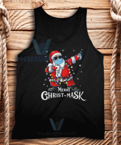 Christmas Santa Dab With Mask Tank Top Adult Size S-2XL