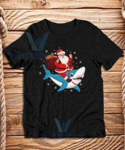 Santa Clause on Shark T-Shirt Adult Size S - 3XL