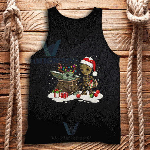 Baby Yoda And Groot Christmas Tank Top Adult Size S-2XL