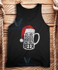 Santa Claus Beer Christmas Tank Top Adult Size S-2XL