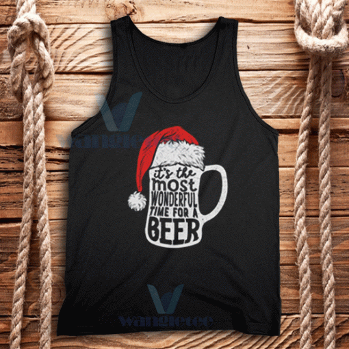 Santa Claus Beer Christmas Tank Top Adult Size S-2XL