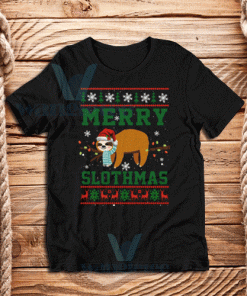 Merry Slothmas T-Shirt Unisex Adult Size S - 3XL