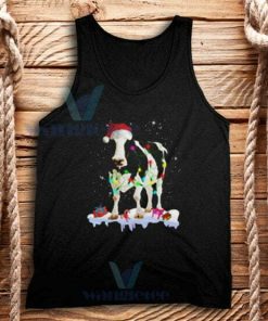 Cow Santa Hat Christmas Tank Top Adult Size S-2XL