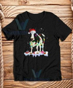 Cow Santa Hat Christmas T-Shirt Unisex Adult Size S - 3XL