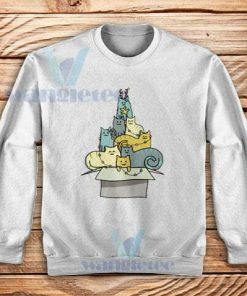 Cute Cat Christmas Tree Sweatshirt Adult Size S-3XL