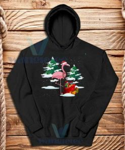 Pink-Flamingo-Christmas-Hoodie-Black