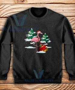 Pink-Flamingo-Christmas-Sweatshirt-Black